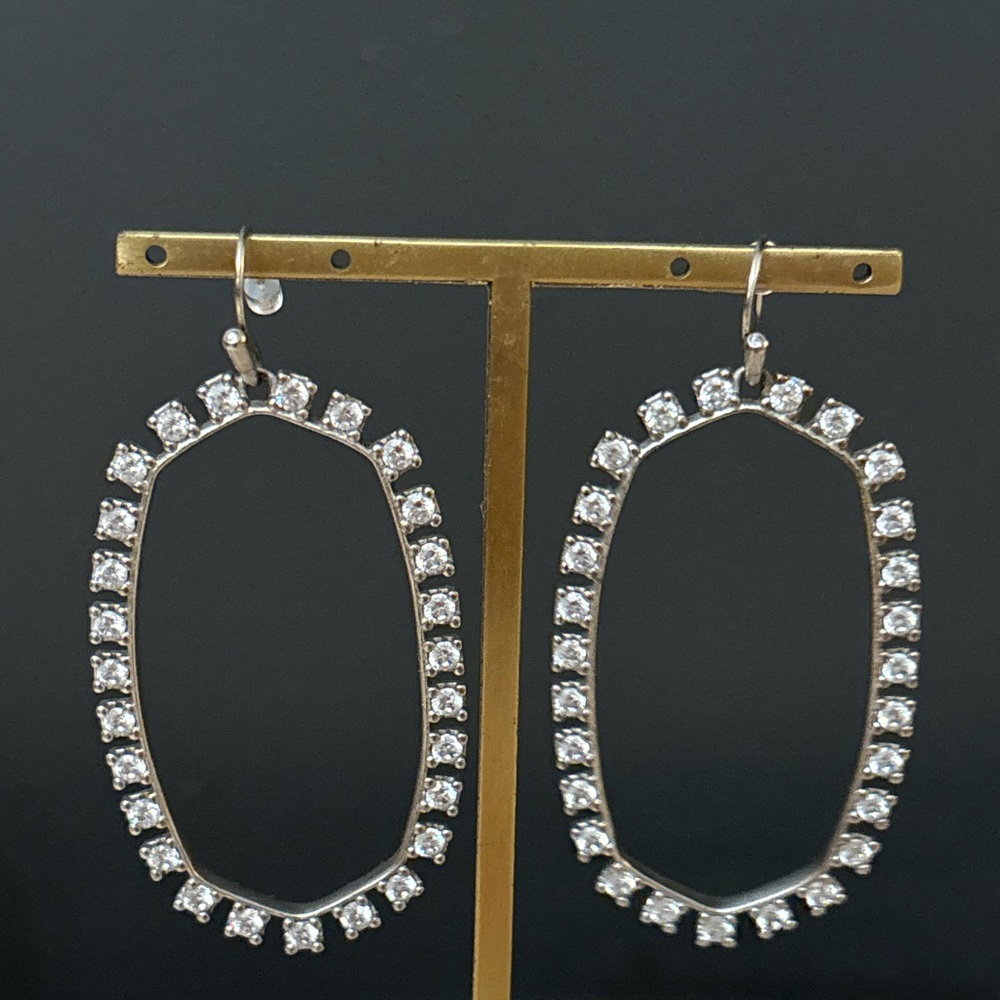 Kendra Scott - Danielle Open Frame Crystal Silver Statement Earrings -